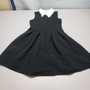 beautees girls black dress with a cream collar and faux pearls size 14